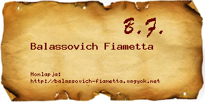 Balassovich Fiametta névjegykártya